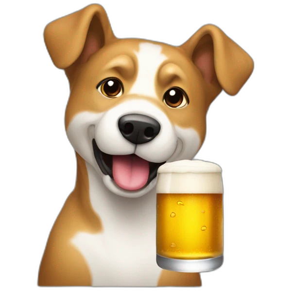 Un chien qui boit une bière emoji