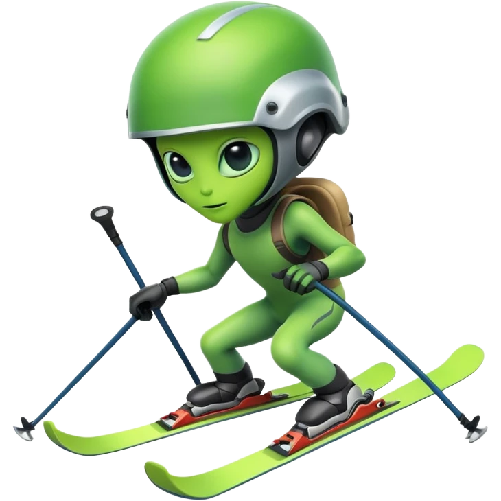 Skiing alien emoji