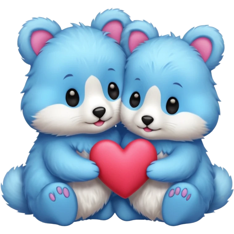 cute animals in love with hearts emoji
