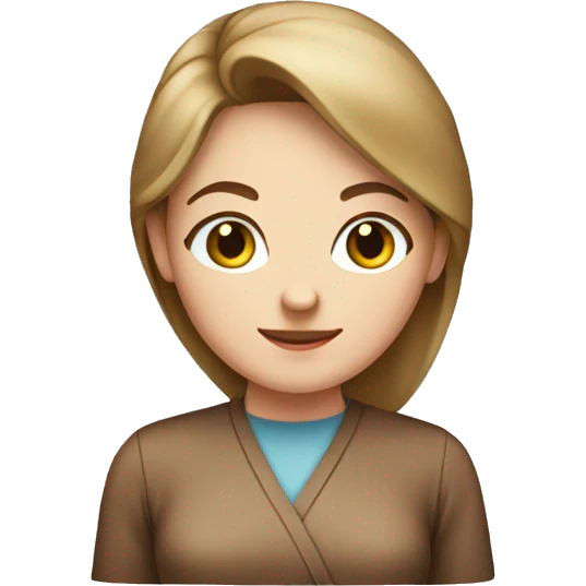 white girl in brown apron with gift box emoji