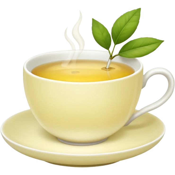 White tea cup with leaf emoji