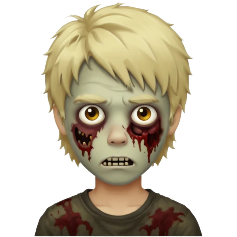 Boy, zombie, blonde hair, shaggy, dark, spooky emoji
