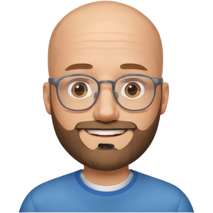 Bald white man with glasses and beard smiling  emoji