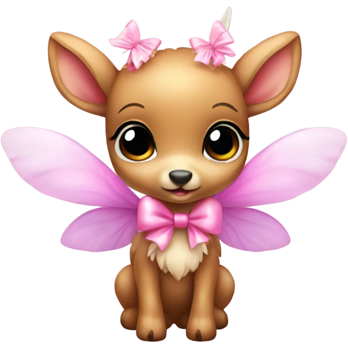 baby deer with fairy wings and a pink bow around its neck  emoji