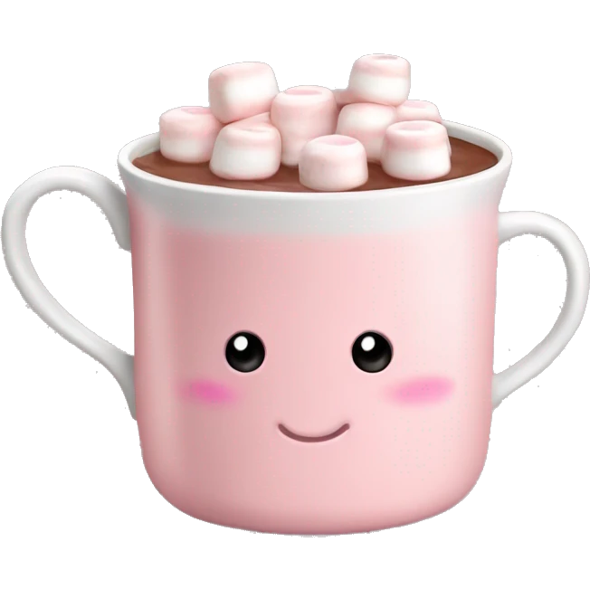 Light Pink mug of hot chocolate with marshmallows  emoji