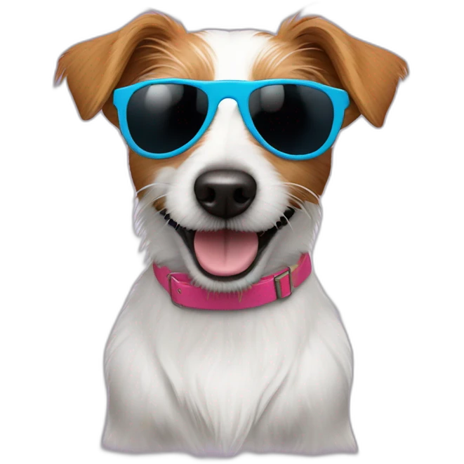 cheerful long-haired Jack Russell terrier in sunglasses emoji