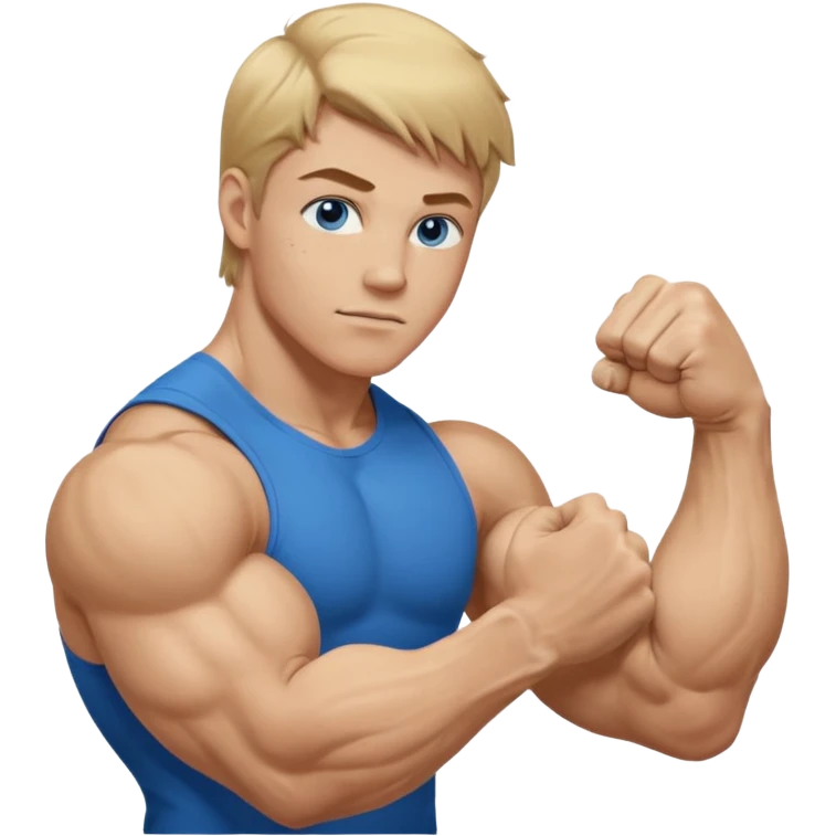 DIRTY BLONDE HAIR BLUE EYES BIG BICEPS FOR ARM WRESTLING YOUNG MAN emoji