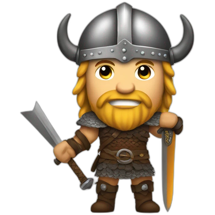 viking warrior with helmet and sword emoji