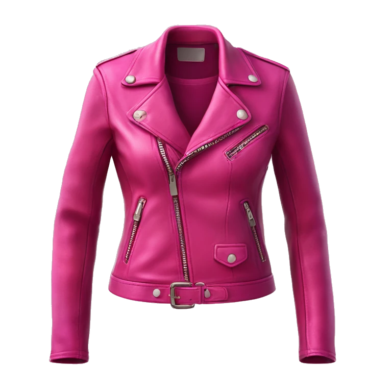 Realistic isolated open magenta ,hot pink,and Raspberry color ombre feminine fashion leather jacket.  emoji