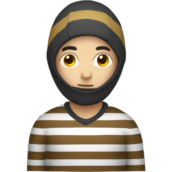 robber emoji with striped jumper emoji