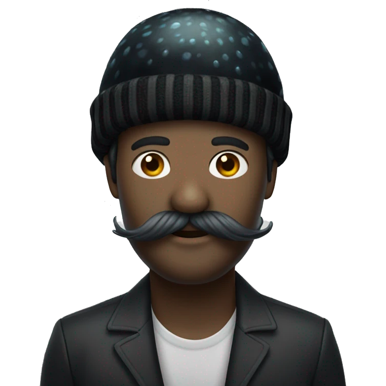 Black Portuguese man with a little bit of moustache and a black beanie   emoji
