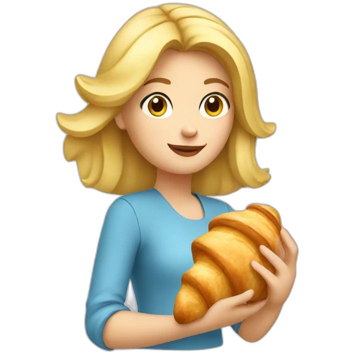 French Blond Girl Holding a Croissant emoji