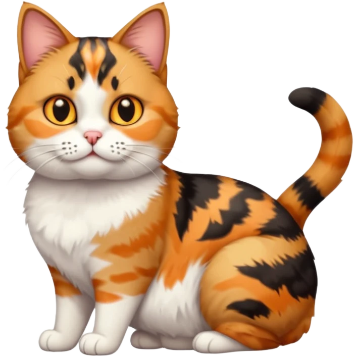 full body calico tabby cat with tiny head and fat body emoji
