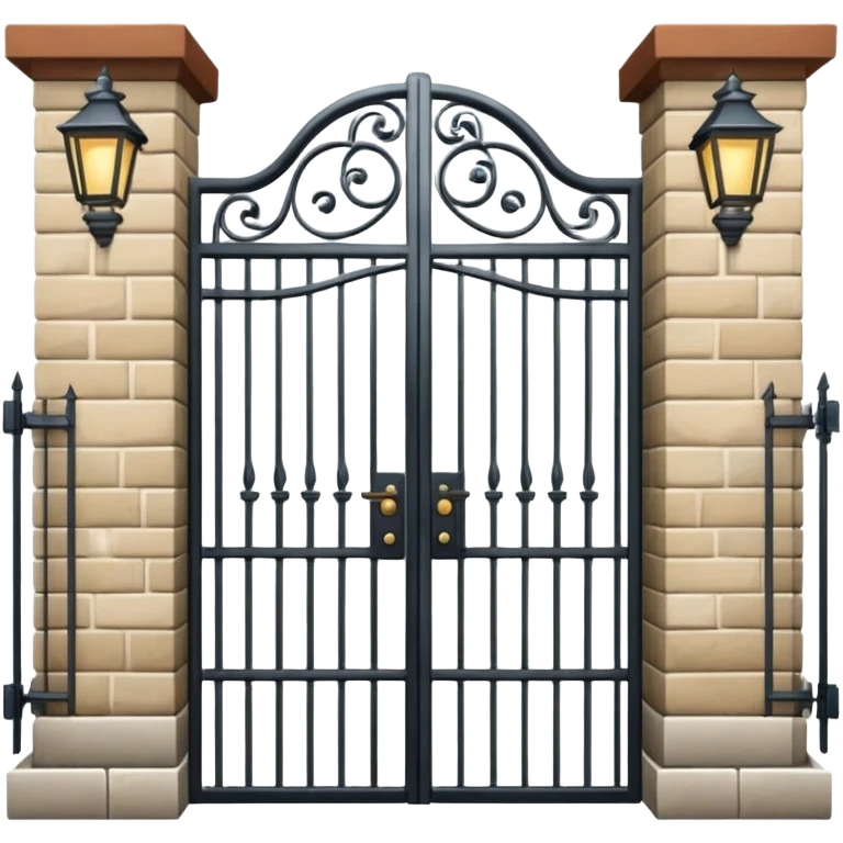 house entrance with iron gate and fence emoji