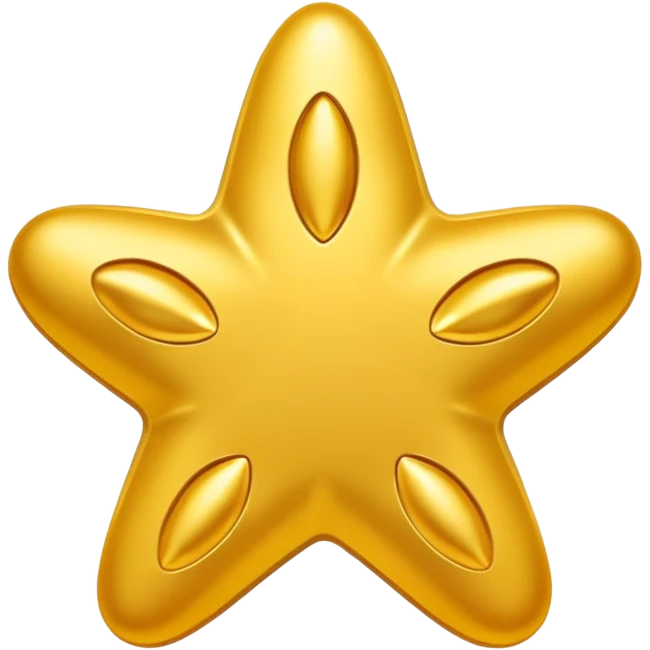 shiny gold star containing a simple animal paw print, emoji style emoji