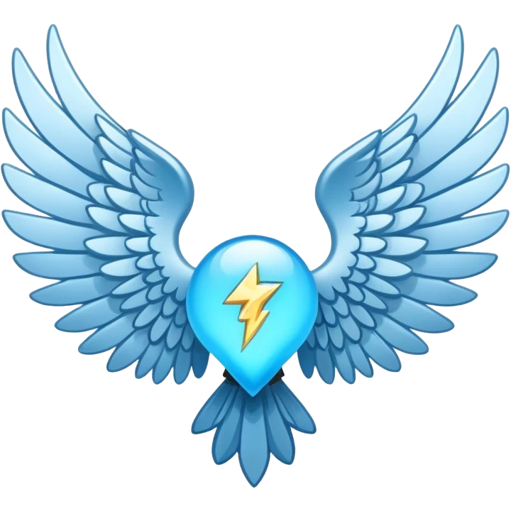 small wings emblem holy light blue emoji