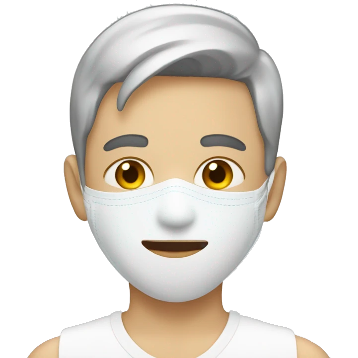 a white boy with a skin care mask on his face emoji