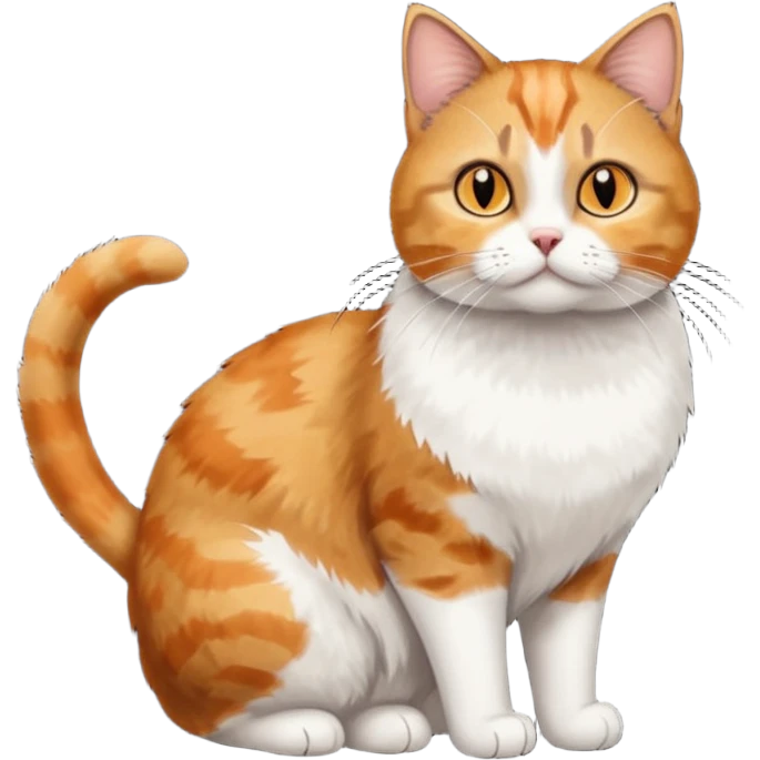 full body torbie and white cat with small head and short but chubby body emoji