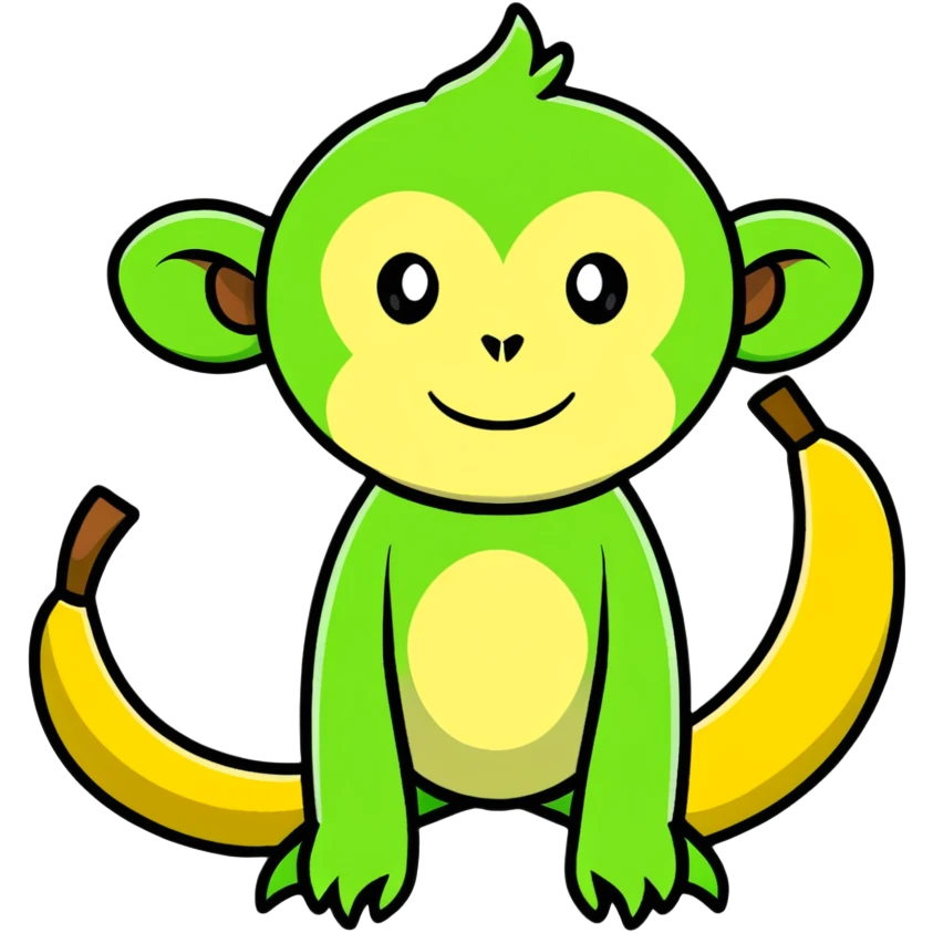 banana with the head of a green monkey emoji