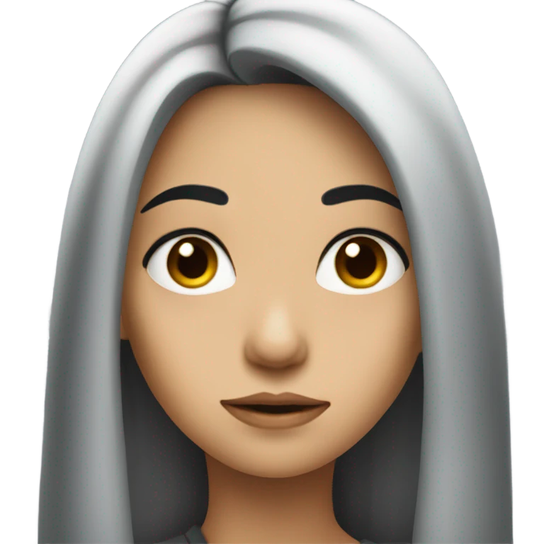 a girl with long black hair sad  emoji