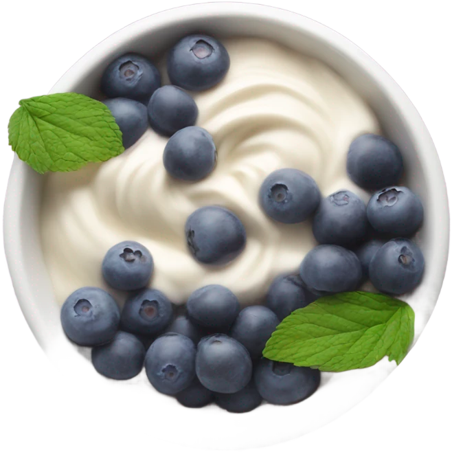 White acai bowl with blueberries , view from top emoji