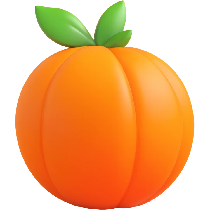 simple orange fruit, 3D, modern, reflective surface, no text emoji