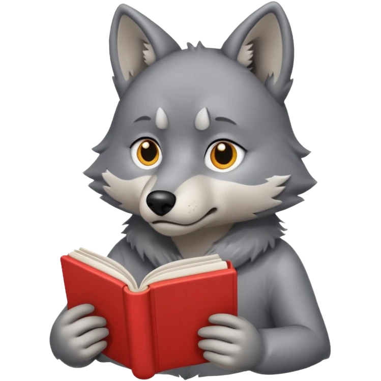 Wolf reading book about love emoji