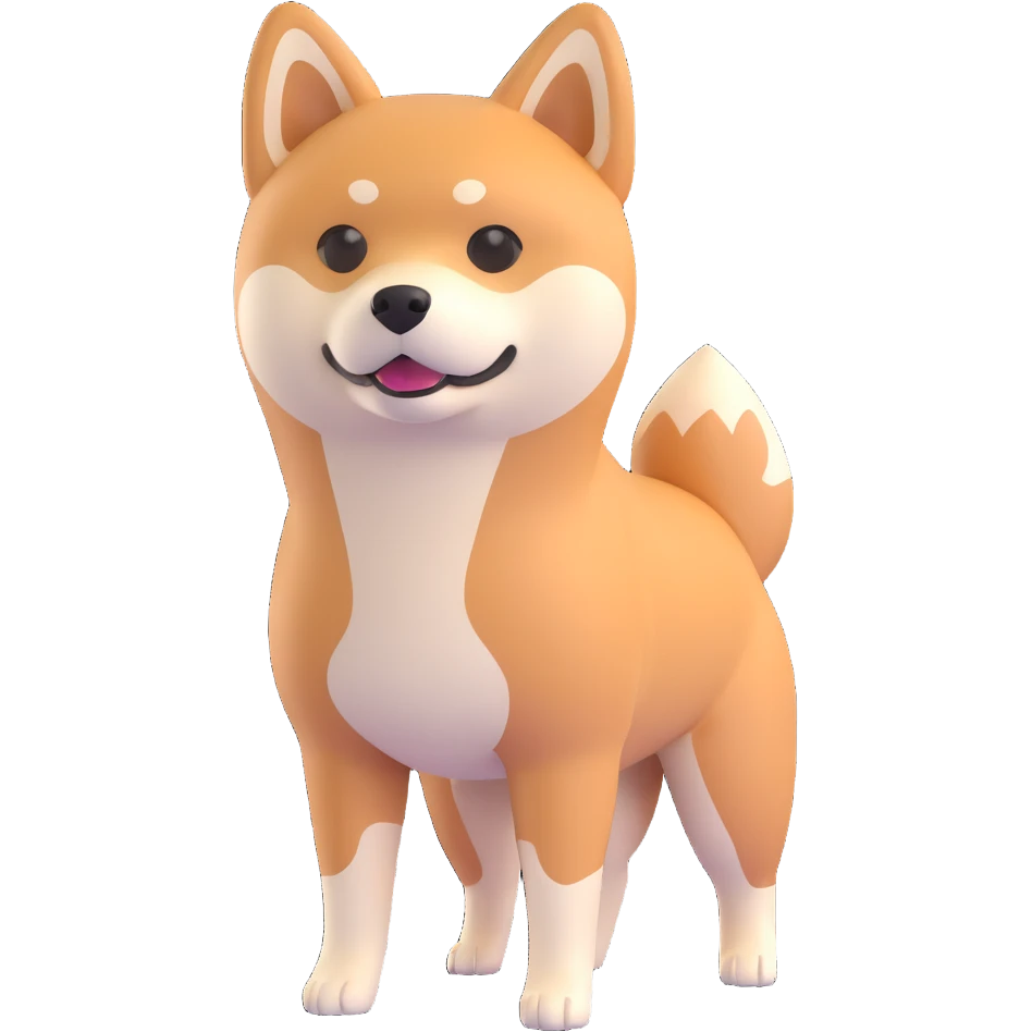 shiba inu standing, sad emoji