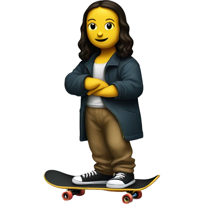 The Mona Lisa skateboarding emoji