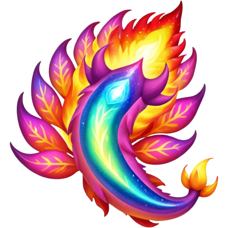 Elemental Forty Fiery Sparky Fierce Colorful Gradient Sparkly Nebular Starry Flaming Viney Rosey Rosy Vinal Dusky Aurorus-Amaura-Auroras-Pokémon-Fakémon-creature emoji