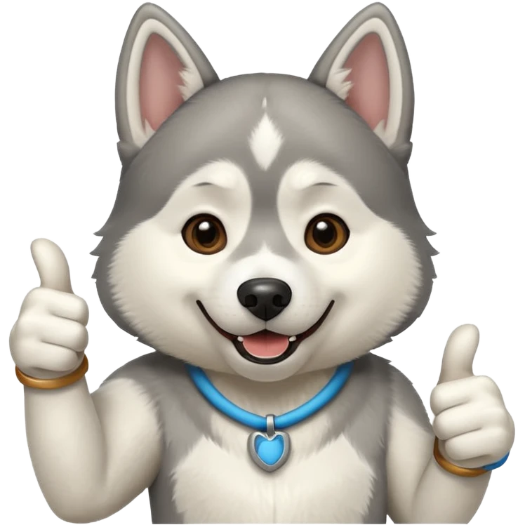 A husky dog doing a thumbs up emoji