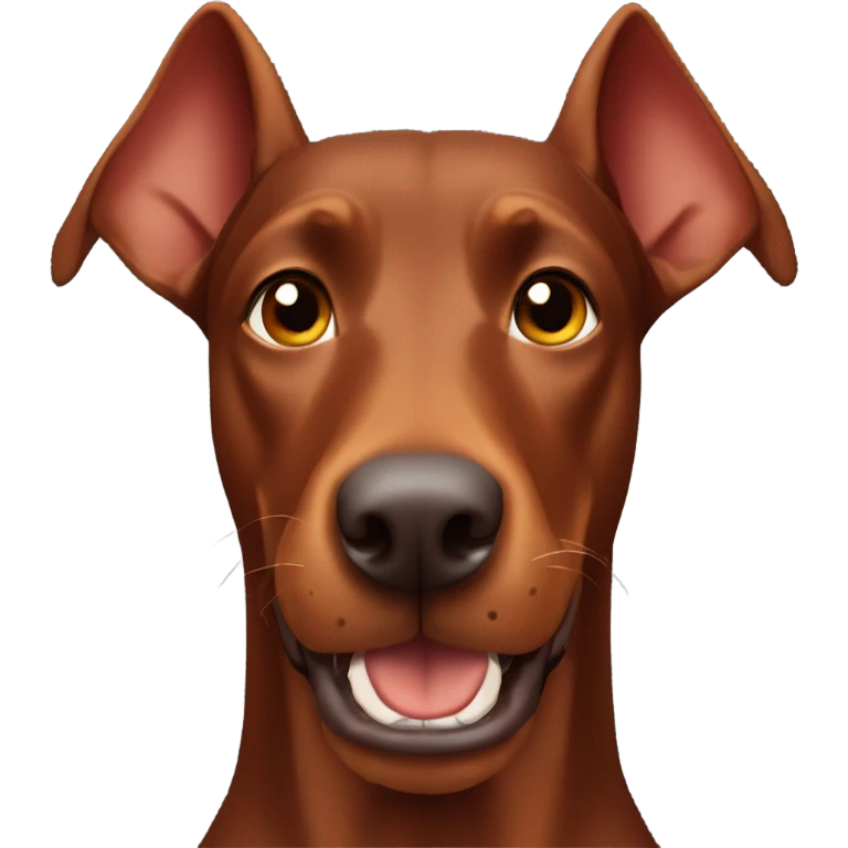 Red Doberman without cropped ears face facing front happy expression  emoji