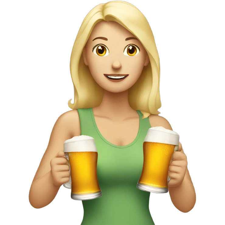 blonde woman holding two beers emoji