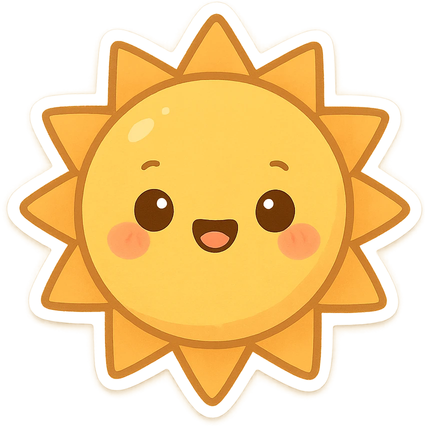 sun, chibi stickers style emoji