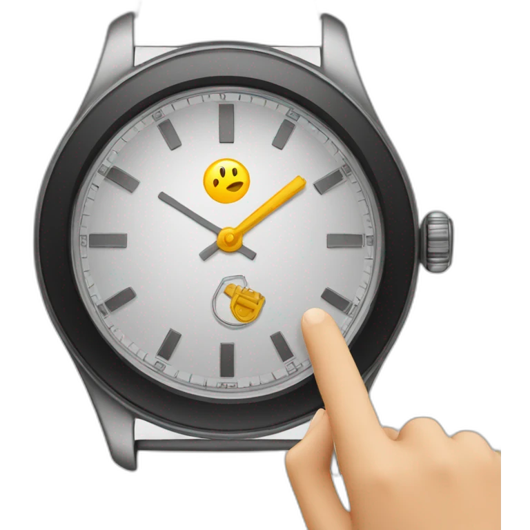 Finger pointing to a watch emoji
