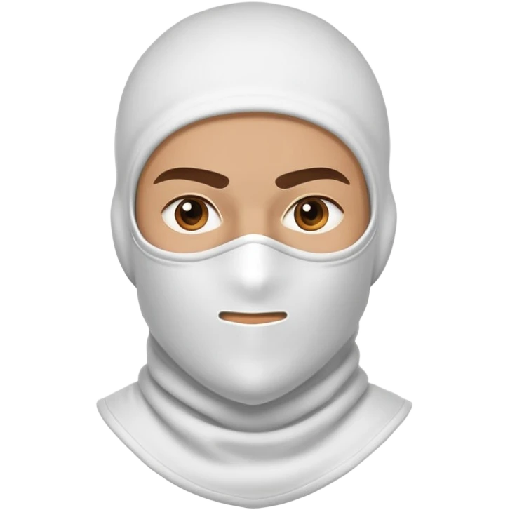 A confident hustler character wearing a white balaclava mask emoji