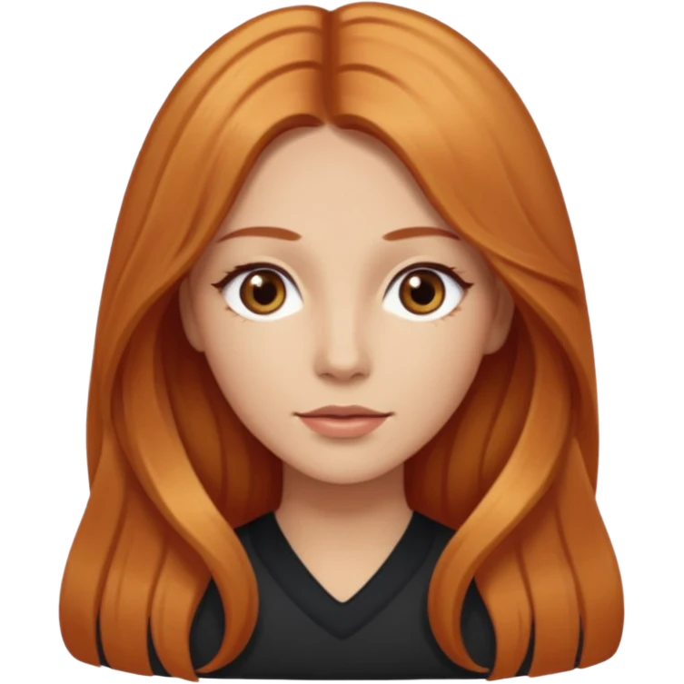 girlfriend with long dark strawberry blonde hair middle part with brown eyes emoji