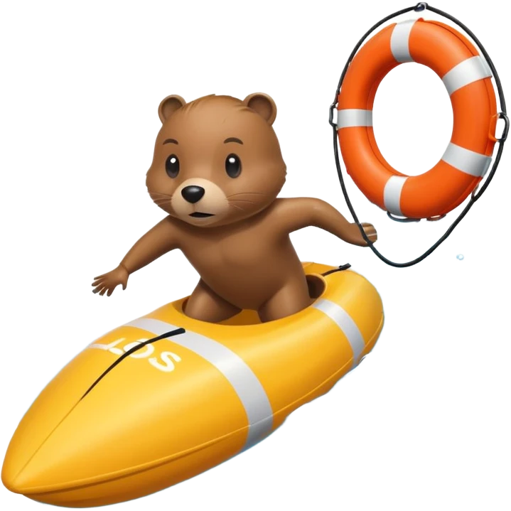 A focused beaver swimmer wearing a racing suit, diving past a floating buoy.


 emoji