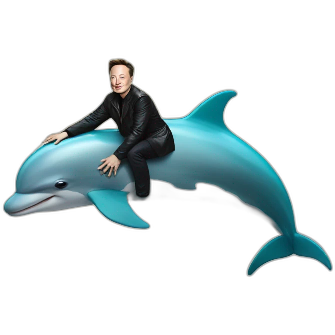 Elon Musk riding a dolphin emoji