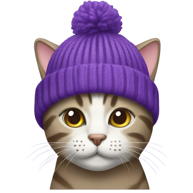 cat wearing a purple beanie emoji