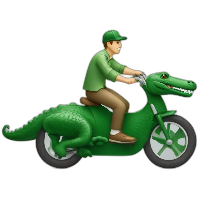 Guy using lacoste riding in crocodile emoji