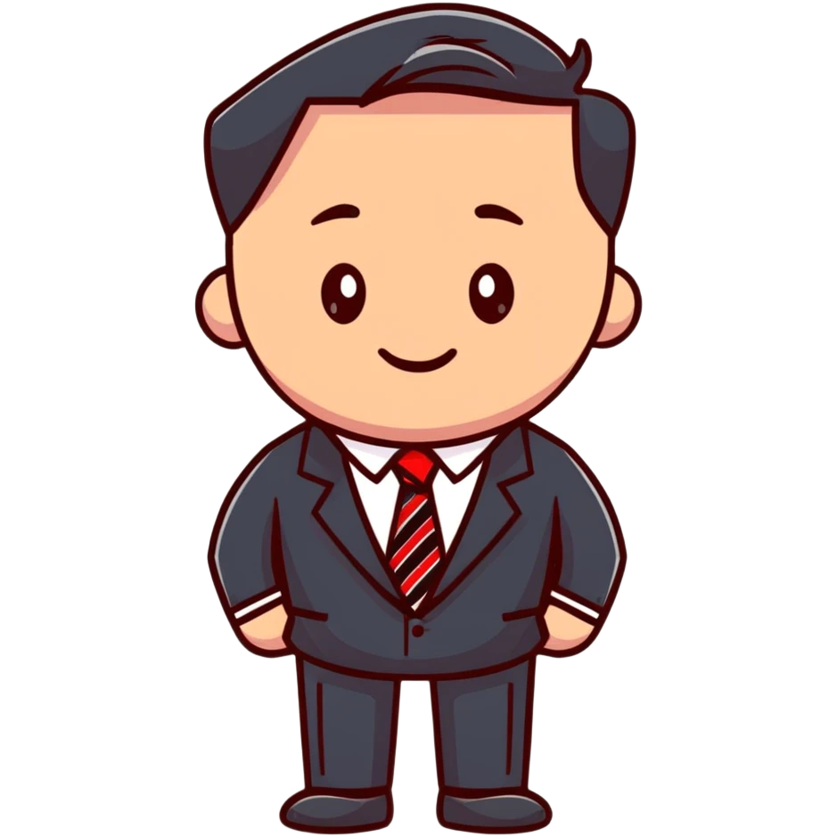 man wearing a suit with black horizontal stripes and a red tie emoji