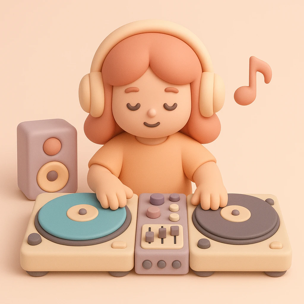 girl playing DJ set emoji