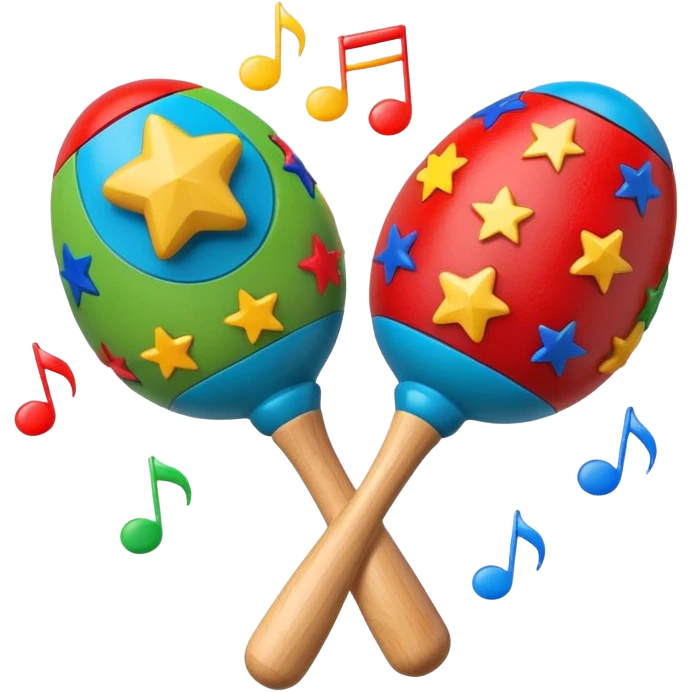 Mini maracas decorated with stars and musical notes.



 emoji