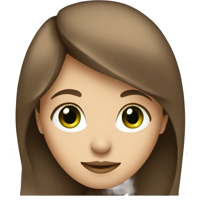 female university art student, brown hair, green eyes emoji