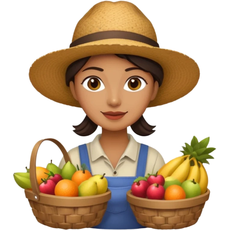 Shopper with fruit basket,Farmers’ Market, background Fruit, market. emoji
