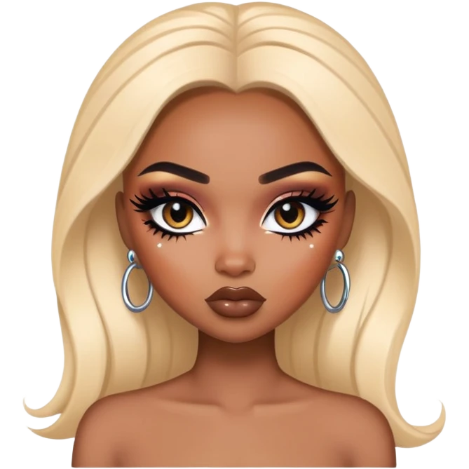 african, pretty makeup, pretty bratz baddie, black eyeliner emoji