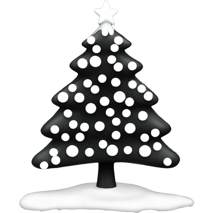 Black Christmas tree with white ornaments  emoji