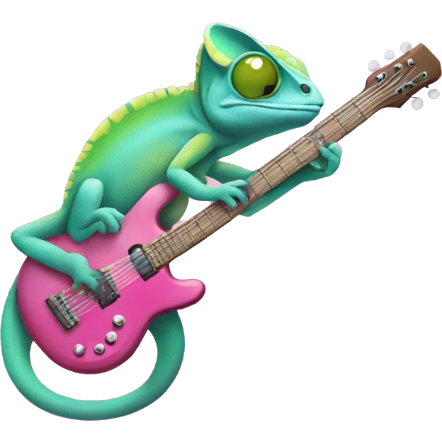 chameleon playing pink guitar  emoji
