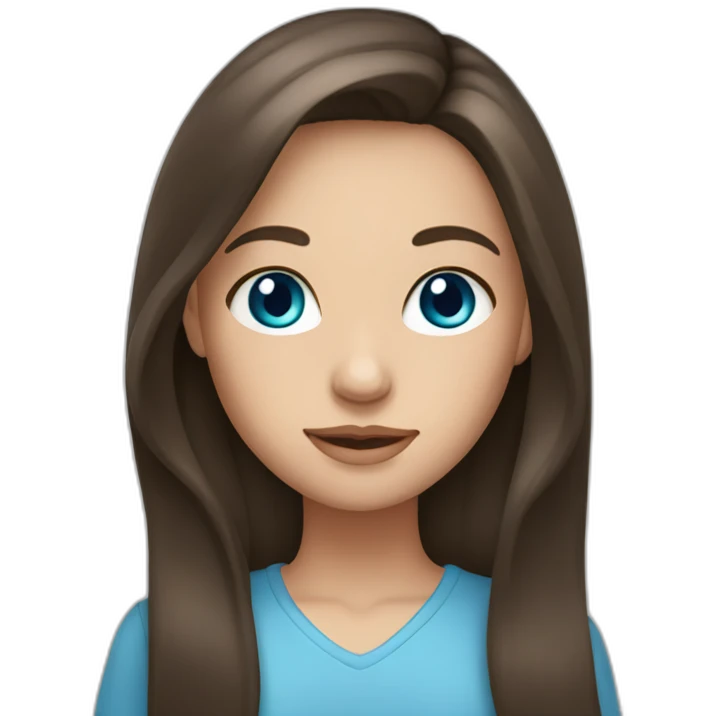 Brunette girl with long hair and blue eyes emoji